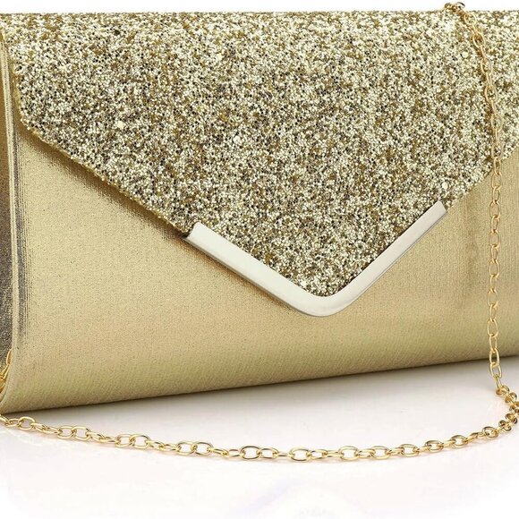 Clutch Purse for Women,Evening Bag Sparkling Handbag with Detachable Chain, Enve - Picture 9 of 9